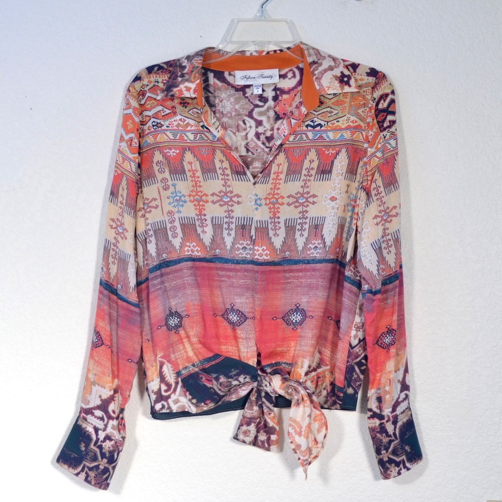 FIFTEEN TWENTY TIE FRONT SHIRT, SMALL